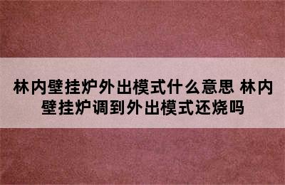 林内壁挂炉外出模式什么意思 林内壁挂炉调到外出模式还烧吗